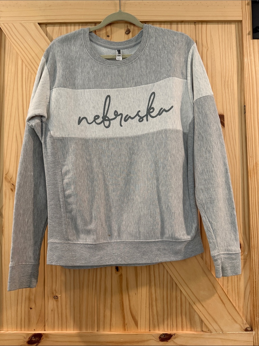 Nebraska Script Crewneck Sweatshirt - Light Gray